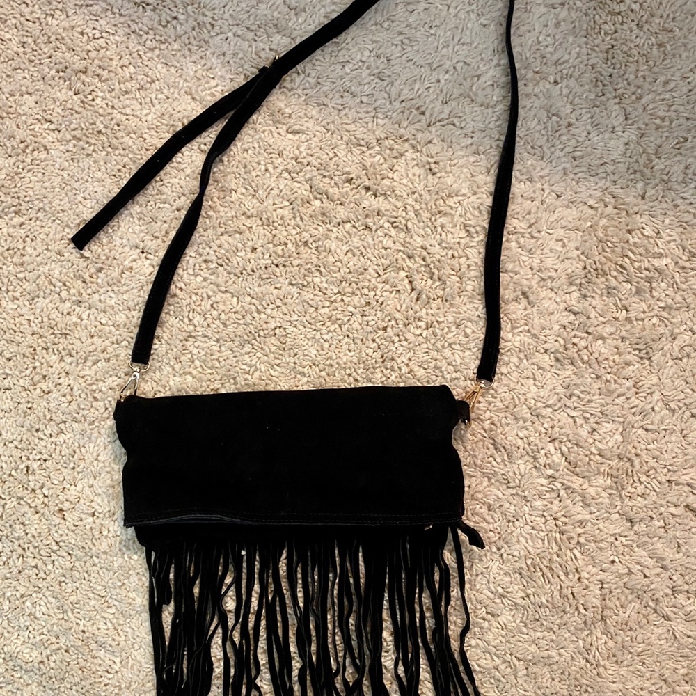 [100% Suede Fringe Crossbody]